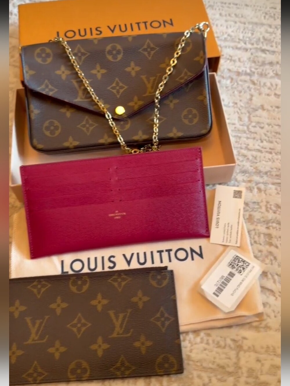 Monogram Crossbody , Fushia Inside